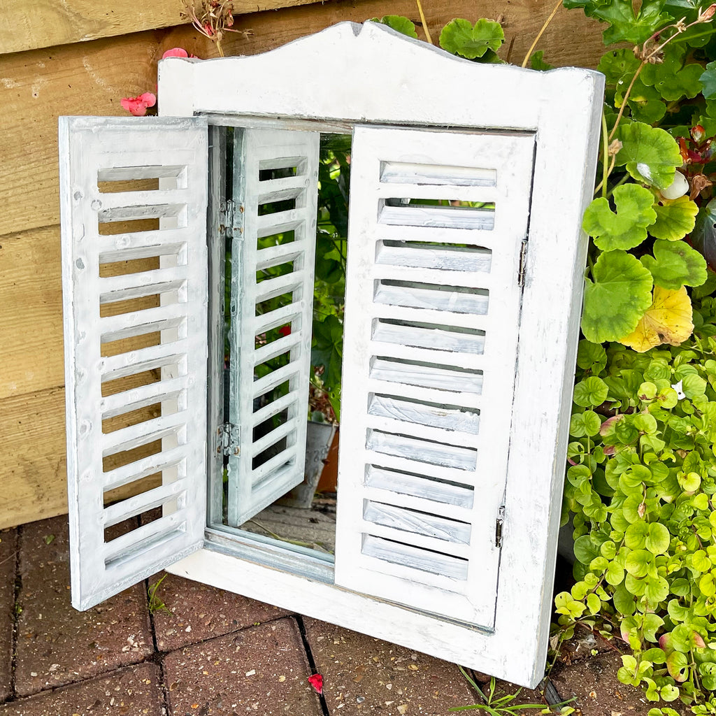 French Country Shutter Window Wall Mirror