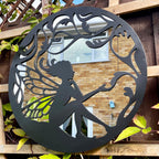 Round Fairy Silhouette Garden Mirror