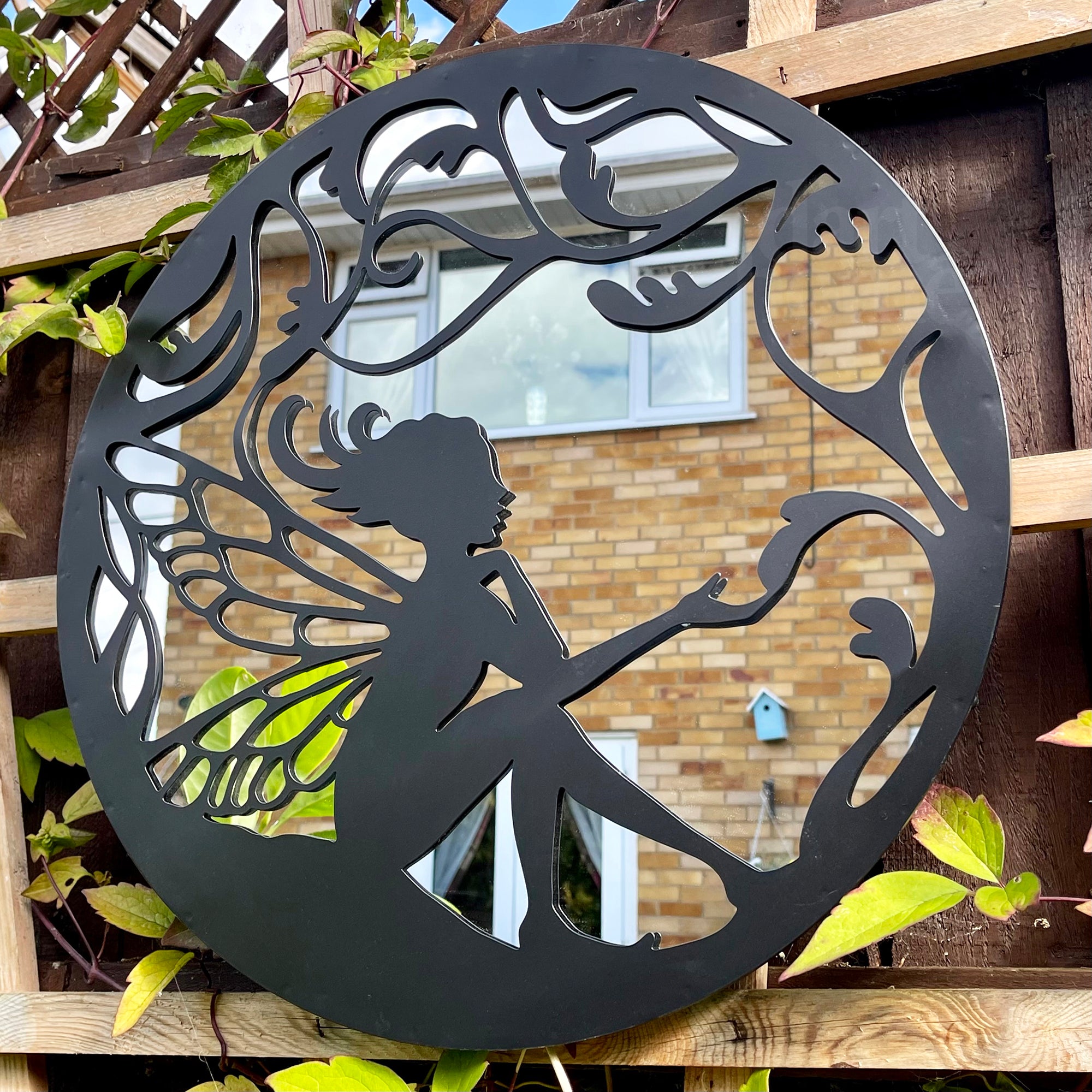 Round Fairy Silhouette Garden Mirror