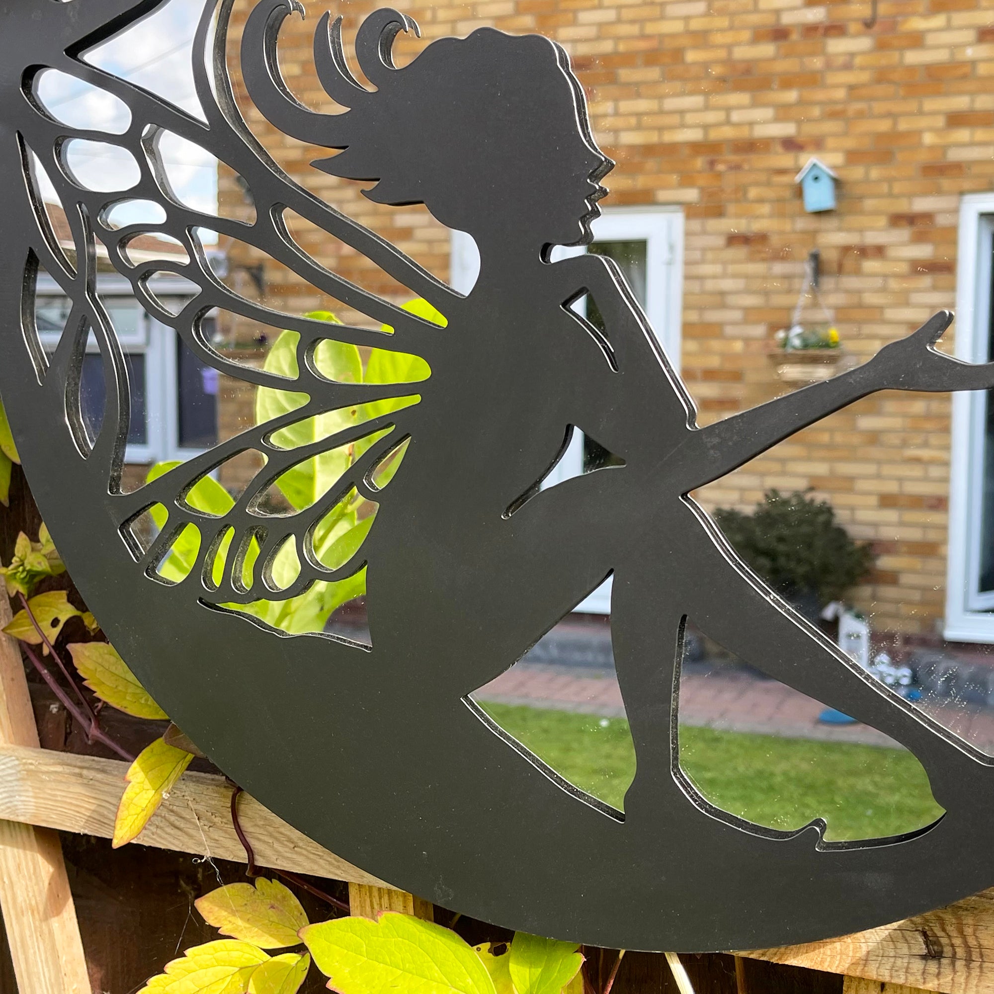 Round Fairy Silhouette Garden Mirror