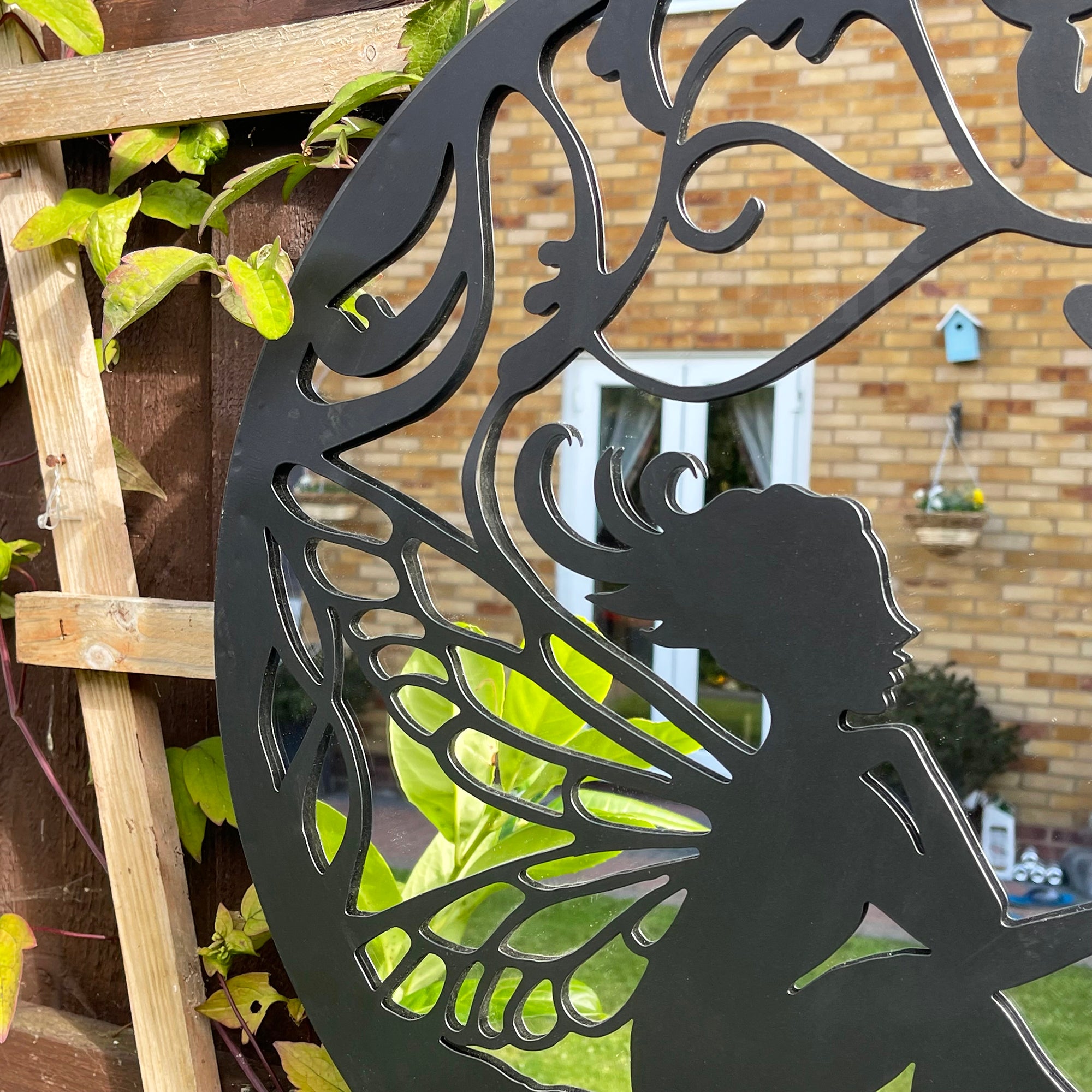 Round Fairy Silhouette Garden Mirror