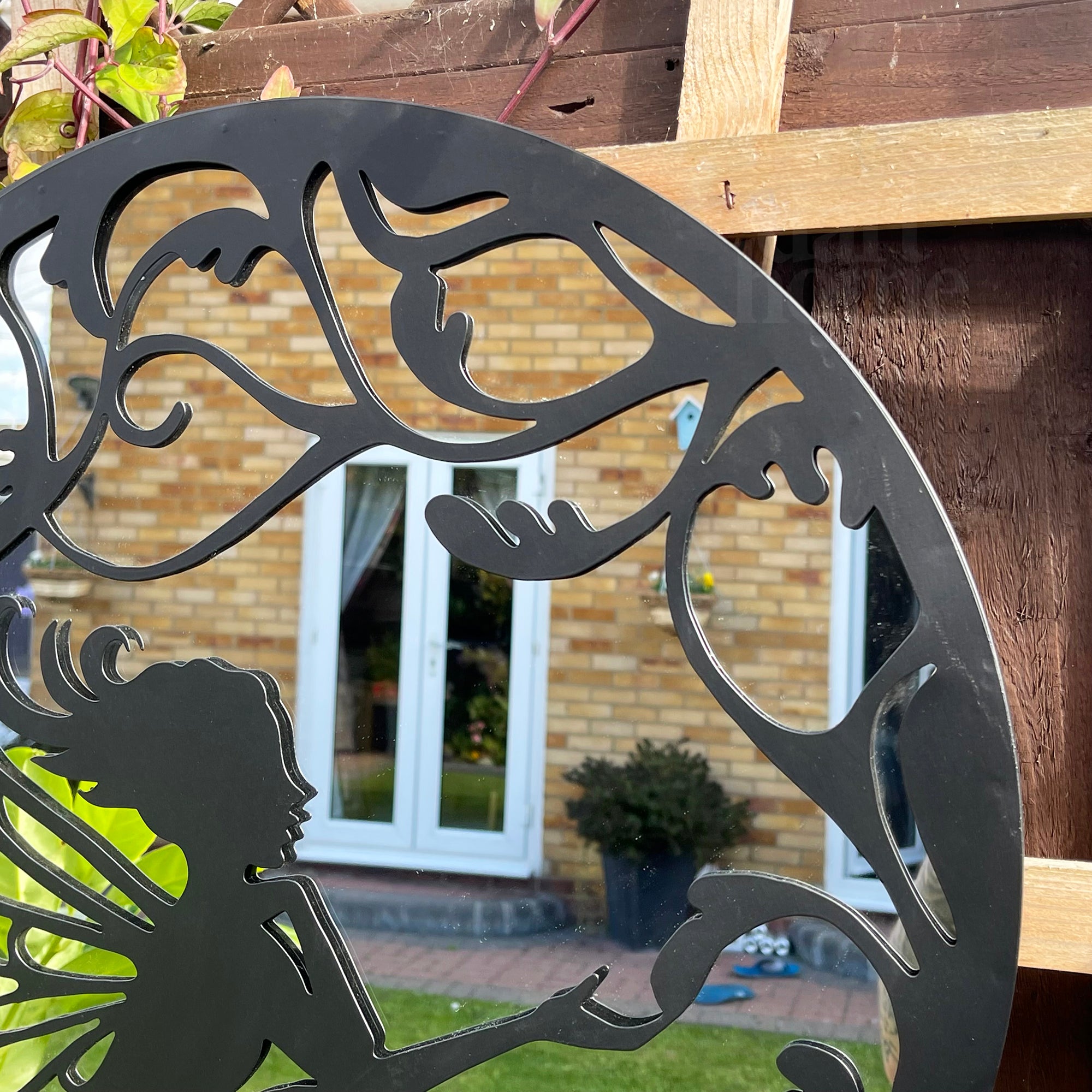 Round Fairy Silhouette Garden Mirror
