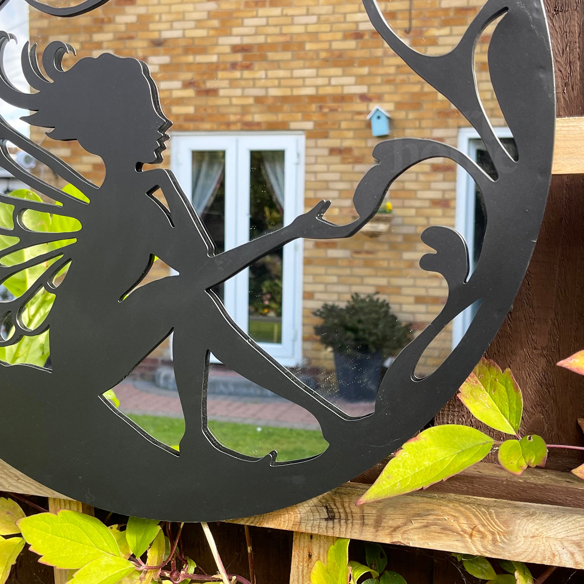 Round Fairy Silhouette Garden Mirror