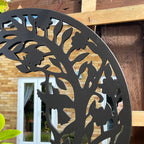 Cat In The Bushes Silhouette Garden Mirror
