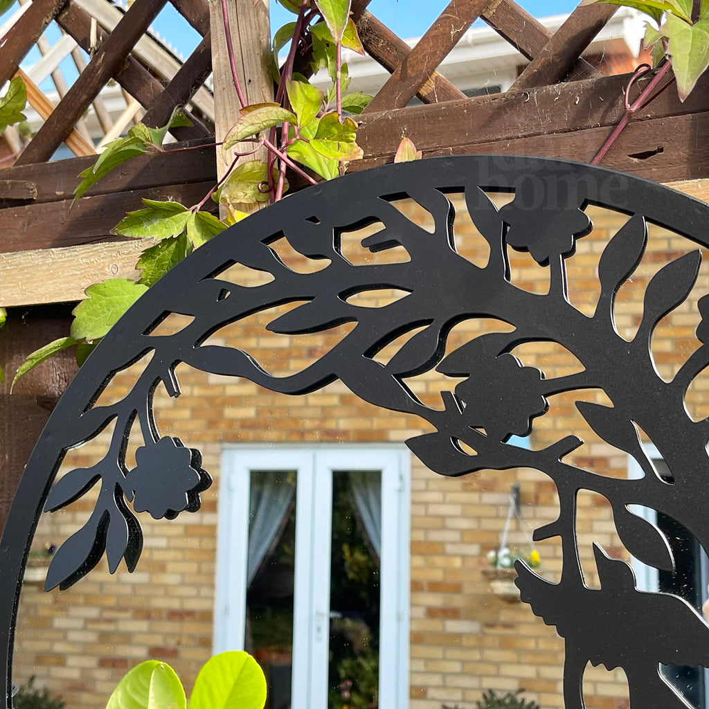Cat In The Bushes Silhouette Garden Mirror