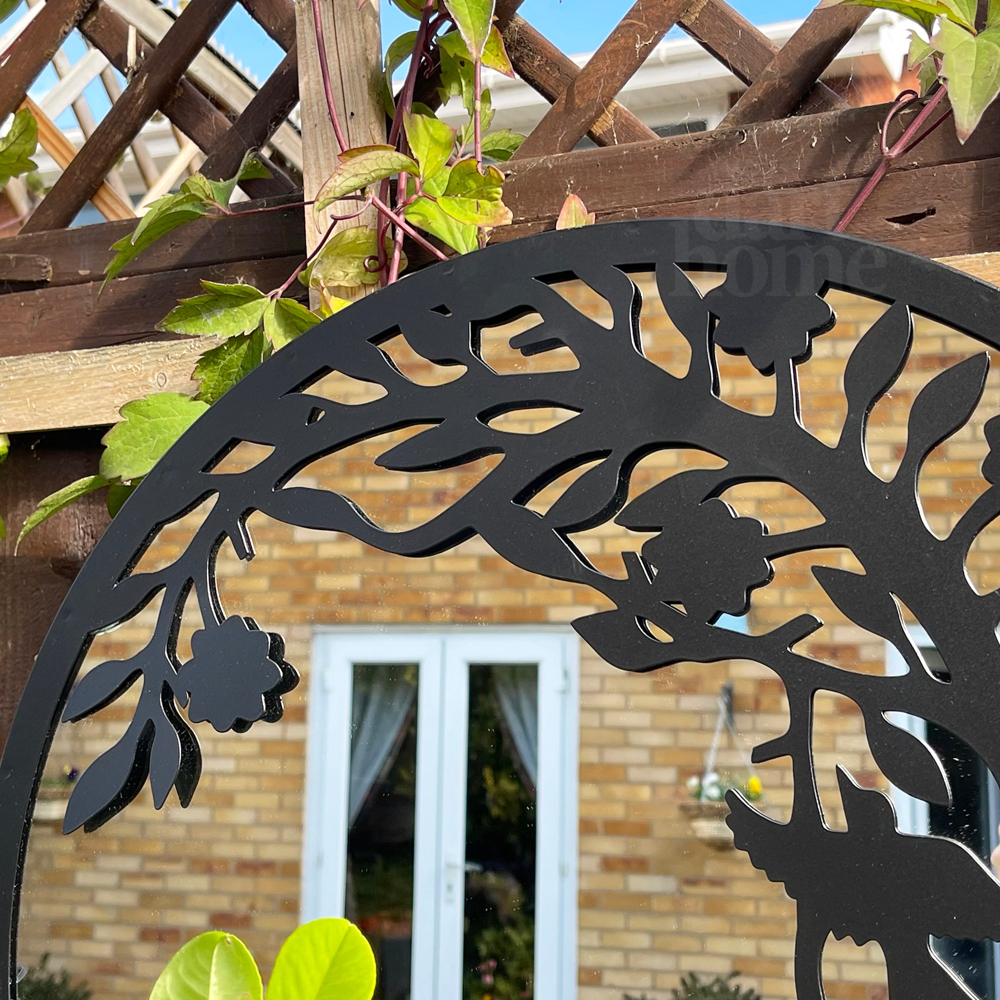 Cat In The Bushes Silhouette Garden Mirror