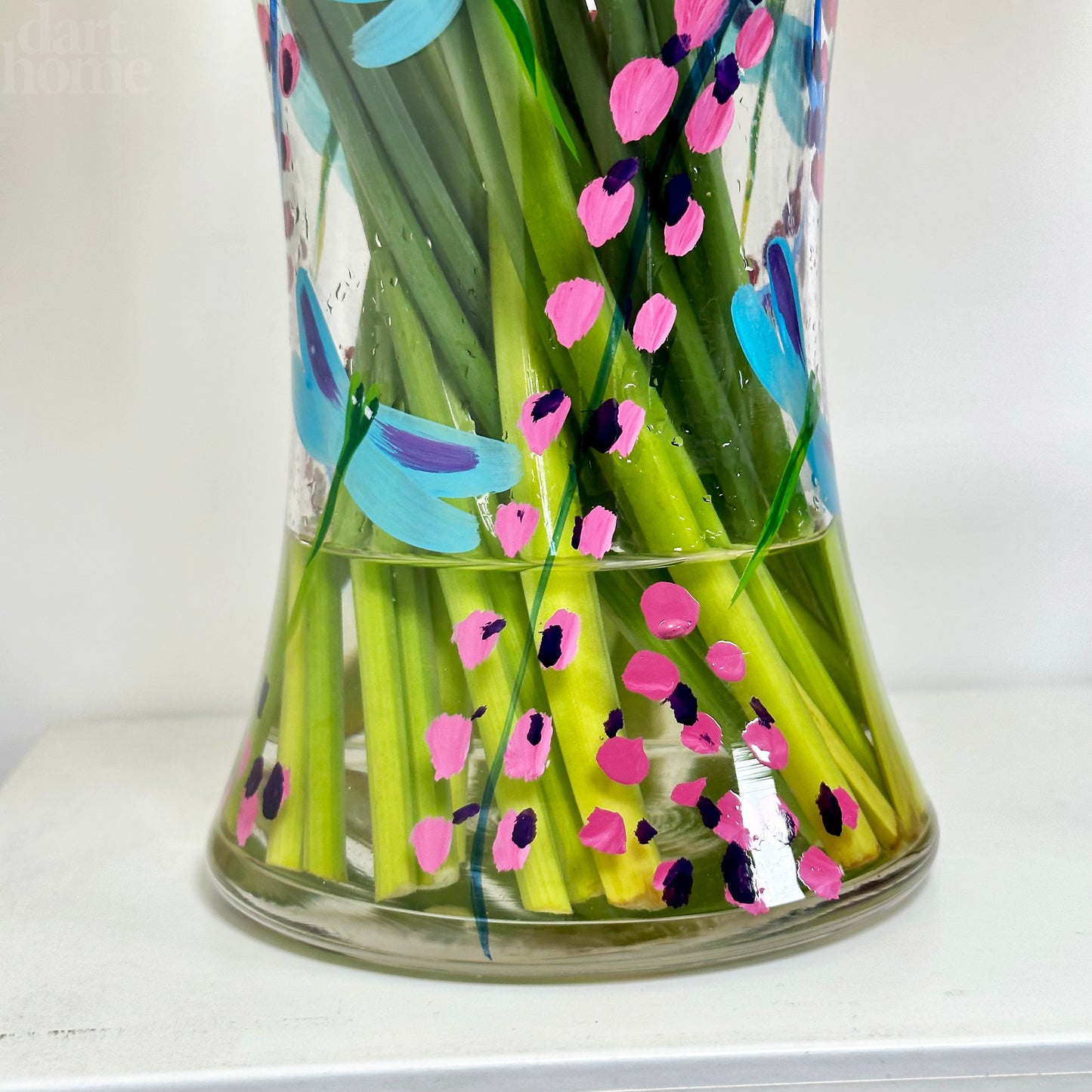 Hand Painted Glass Dragonfly Vase