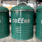 Green Ridged Tea Coffee Sugar Canisters