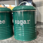 Green Ridged Tea Coffee Sugar Canisters