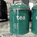 Green Ridged Tea Coffee Sugar Canisters