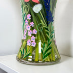 Hand Painted Glass Botanical Butterflies Vase