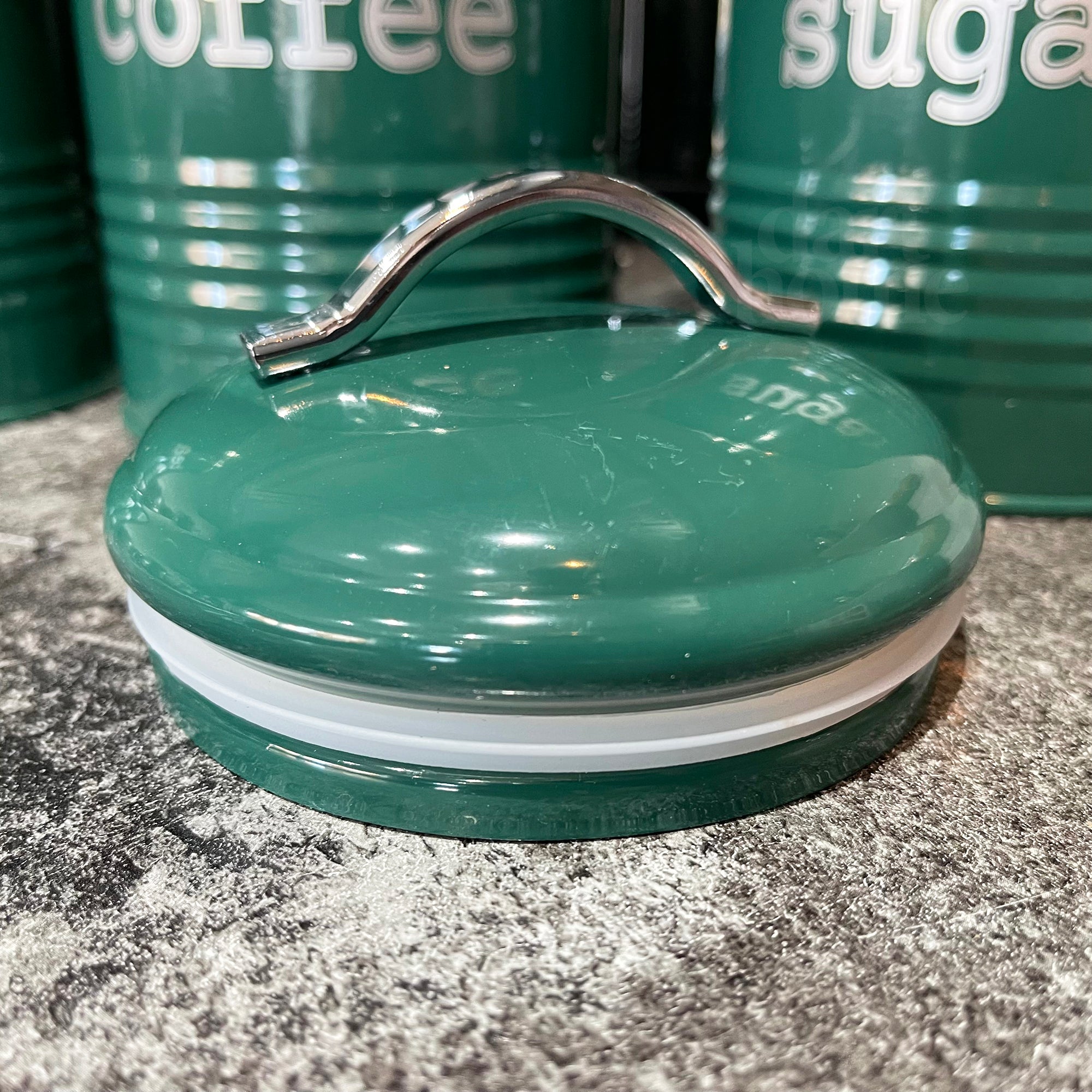 Green Ridged Tea Coffee Sugar Canisters