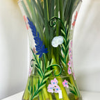 Hand Painted Glass Botanical Butterflies Vase