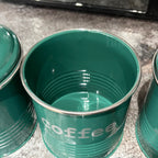 Green Ridged Tea Coffee Sugar Canisters
