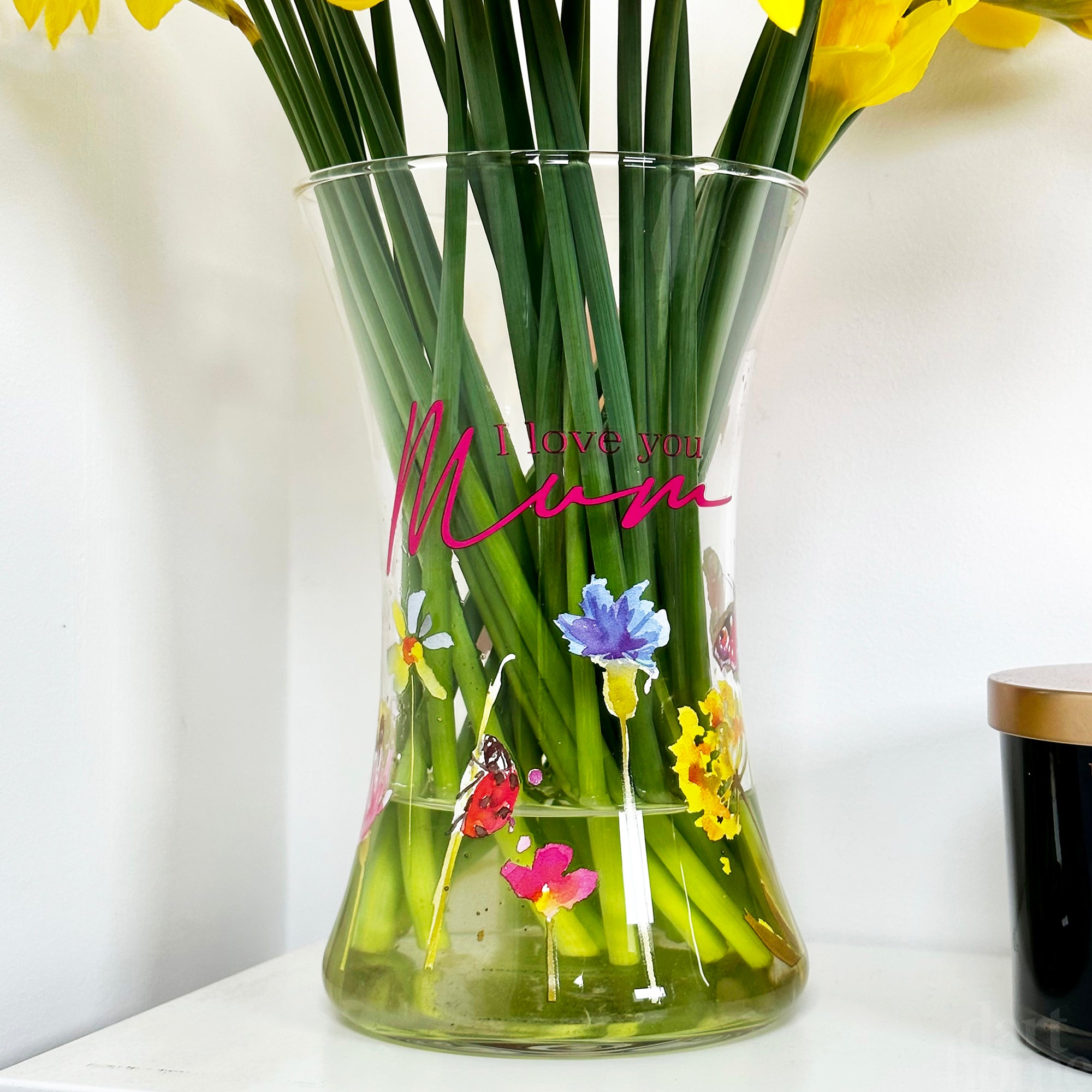 Hand Painted Glass I Love You Mum Vase