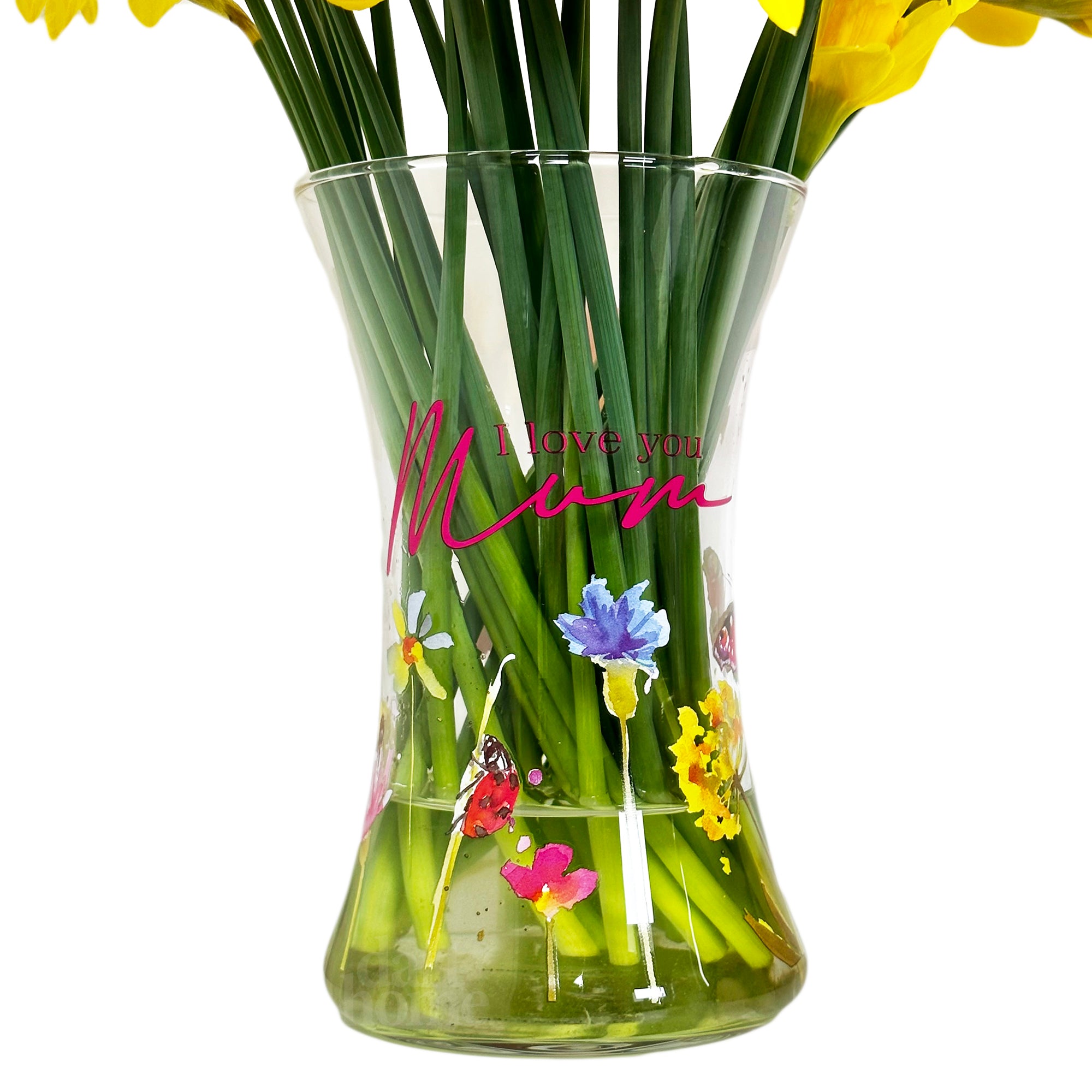 Hand Painted Glass I Love You Mum Vase
