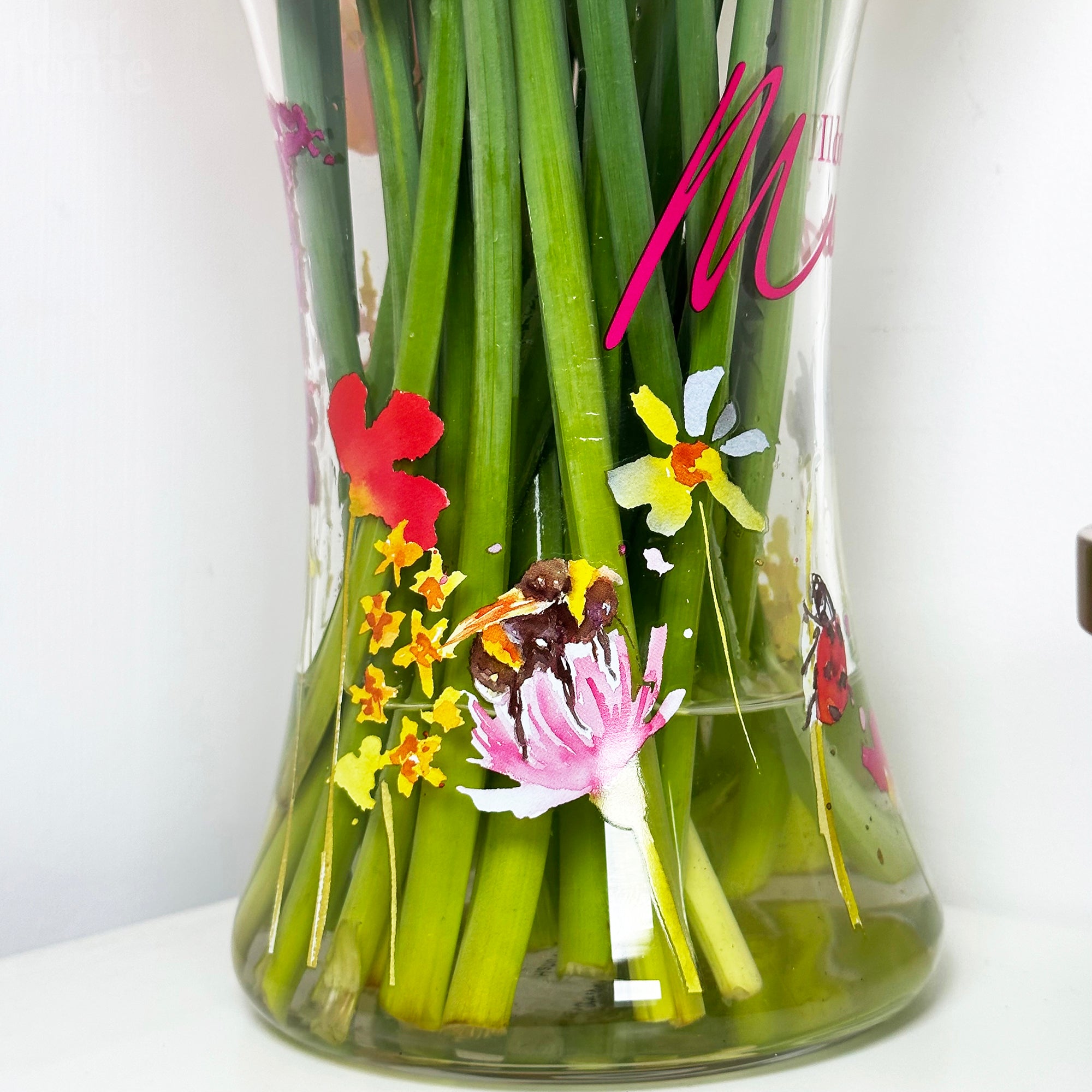 Hand Painted Glass I Love You Mum Vase