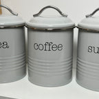 Grey Tea Coffee Sugar Canisters