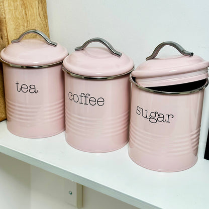 Pink Tea Coffee Sugar Canisters