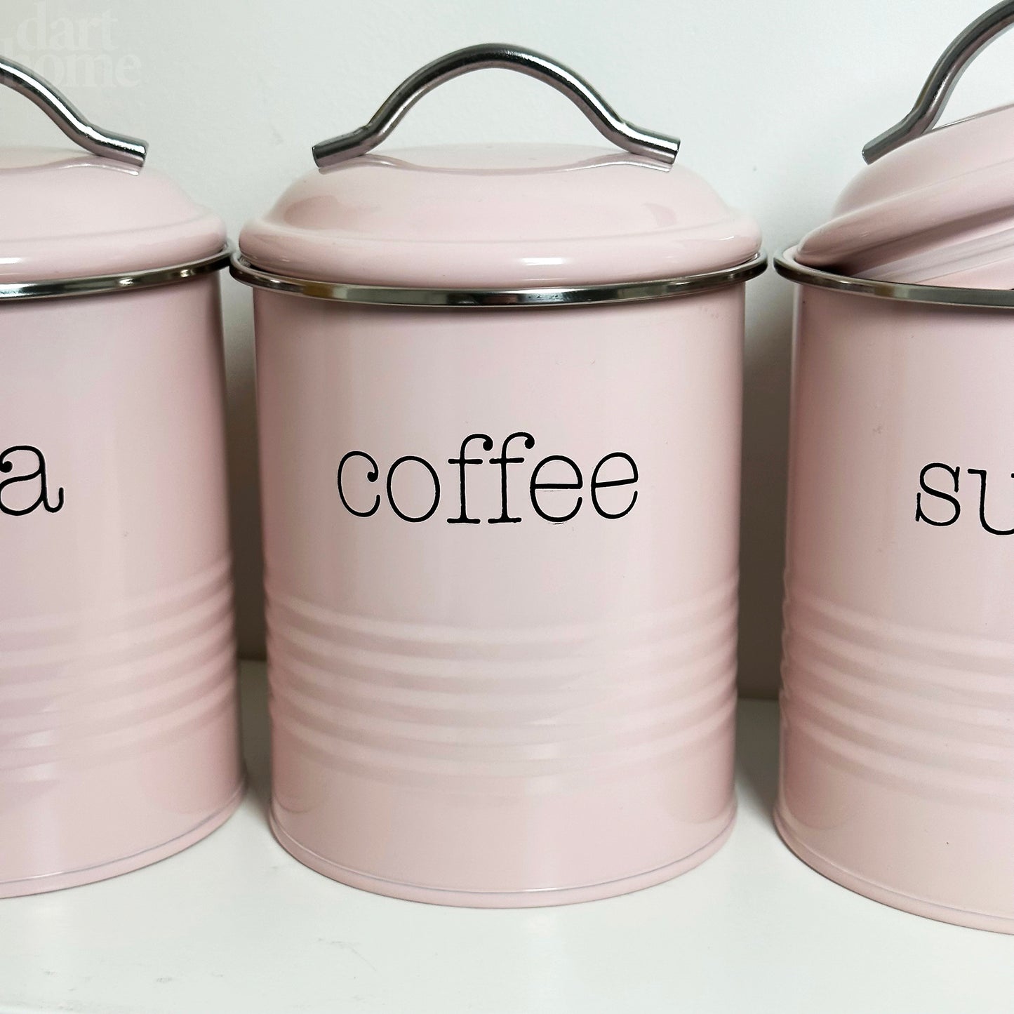 Pink Tea Coffee Sugar Canisters