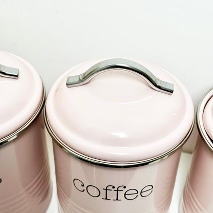 Pink Tea Coffee Sugar Canisters