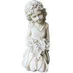 Stone Flower Girl Garden Sculpture