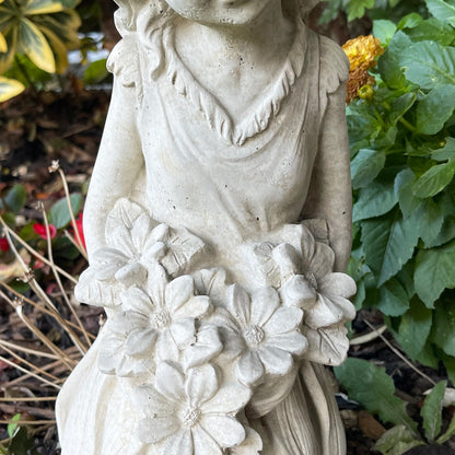 Stone Flower Girl Garden Sculpture