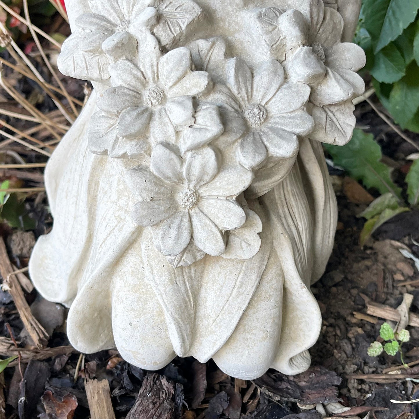 Stone Flower Girl Garden Sculpture