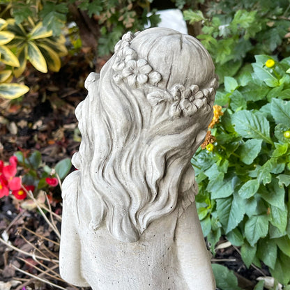 Stone Flower Girl Garden Sculpture