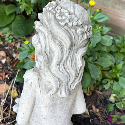 Stone Flower Girl Garden Sculpture