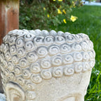 Pflanzgefäß mit Buddha-Kopf aus Stein, 13 x 23 cm