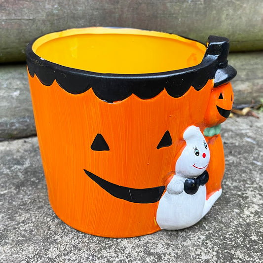 Halloween Pumpkin Ghost Plant Pot B