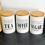 Cream Ceramic Tea Coffee Sugar Canisters