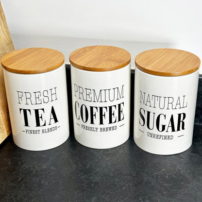 Cream Ceramic Tea Coffee Sugar Canisters