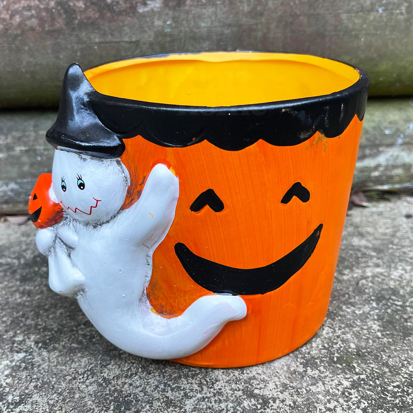 Halloween Pumpkin Ghost Plant Pot A