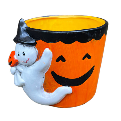 Halloween Pumpkin Ghost Plant Pot A