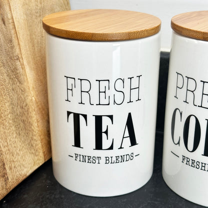 Cream Ceramic Tea Coffee Sugar Canisters