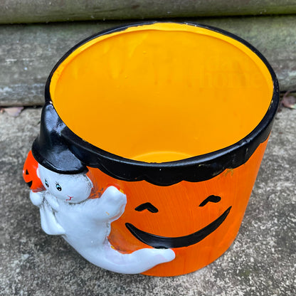 Halloween Pumpkin Ghost Plant Pot A