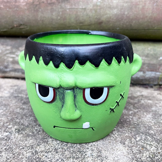 Ceramic Halloween Frankenstein Plant Pot 12x10cm