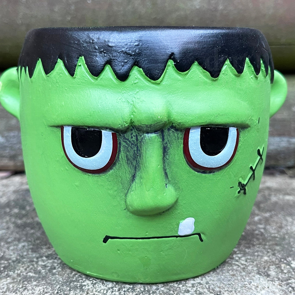 Halloween-Frankenstein-Pflanztopf aus Keramik, 12 x 10 cm