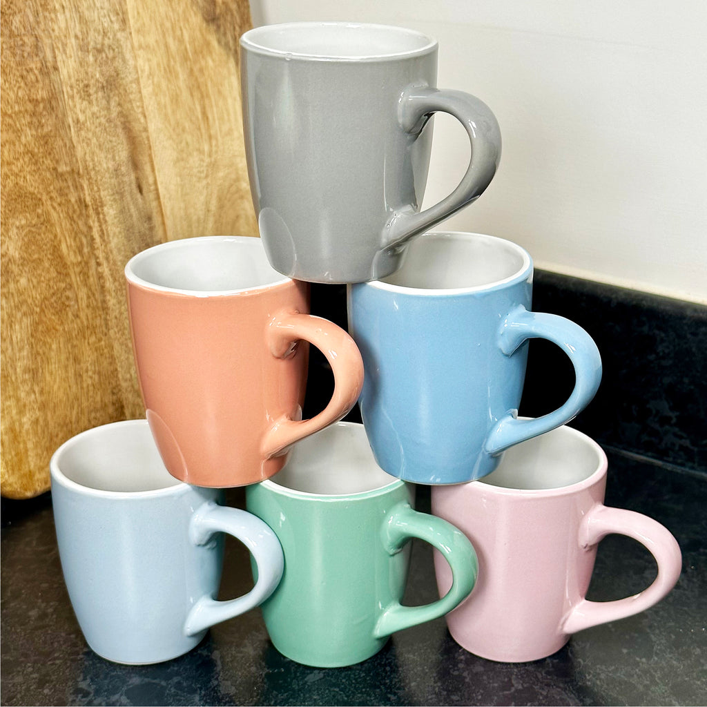 Set Of 6 Multi Pastel Mugs 150ml