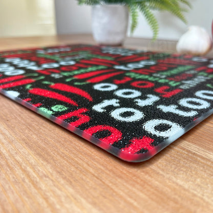 Glass Chopping Board Hot Chillis