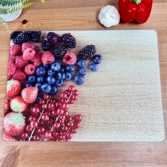 Glass Chopping Board Mixed Berries