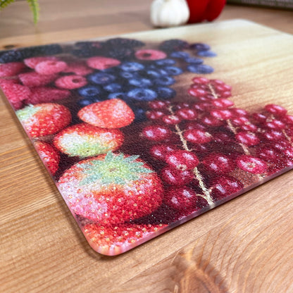 Glass Chopping Board Mixed Berries