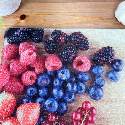 Glass Chopping Board Mixed Berries