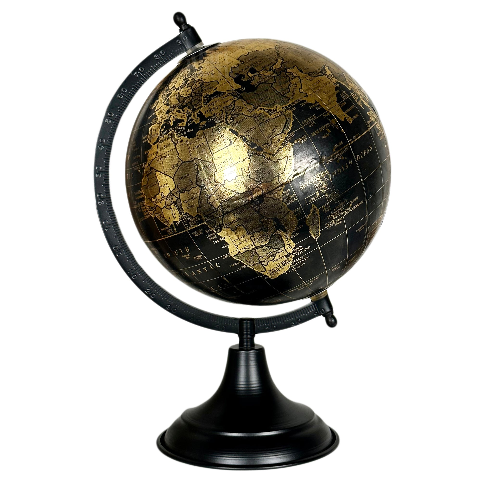 Decorative Globe On Black Metal Stand