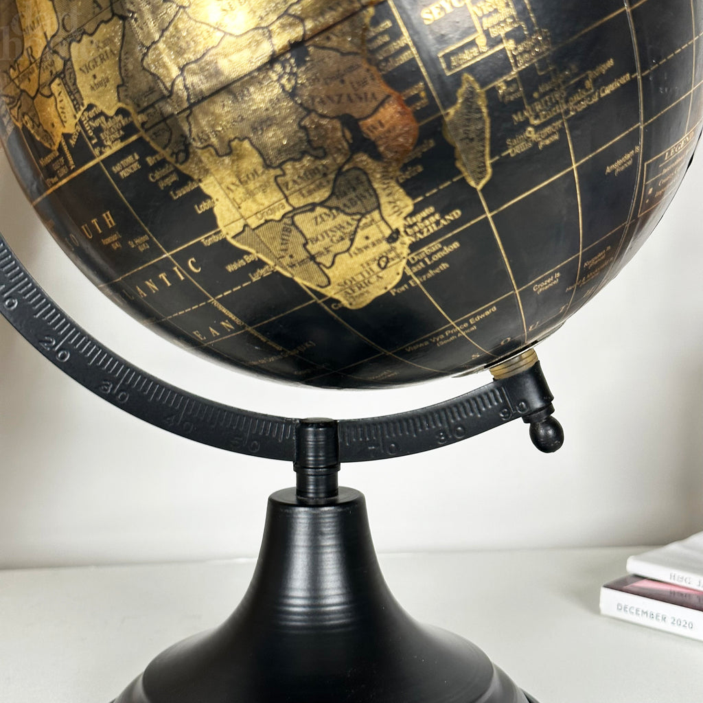 Decorative Globe On Black Metal Stand