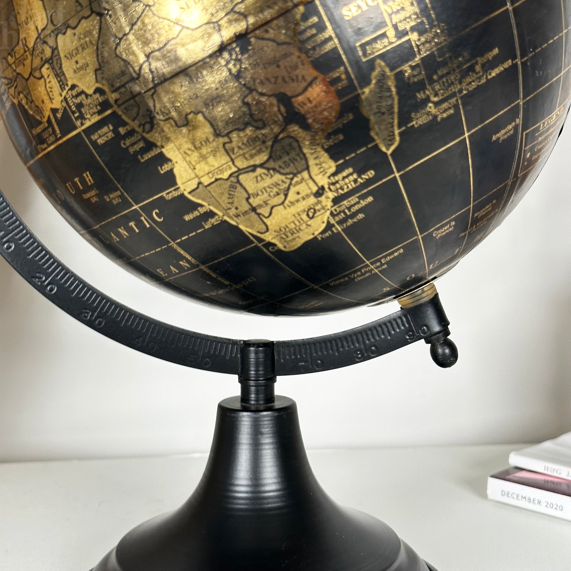 Decorative Globe On Black Metal Stand