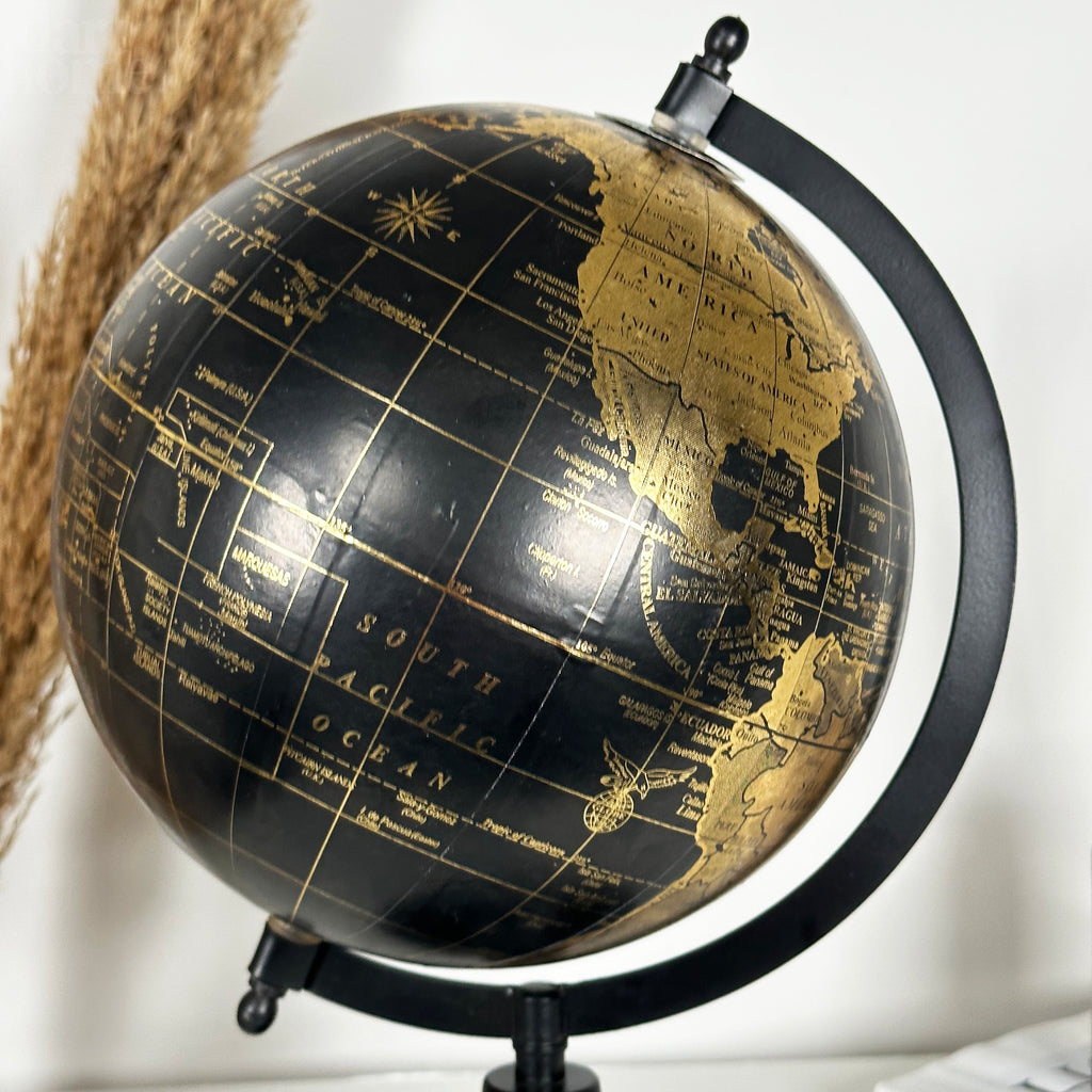 Decorative Globe On Black Metal Stand