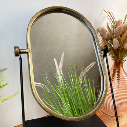 Standing Gold Oval Cheval Mirror